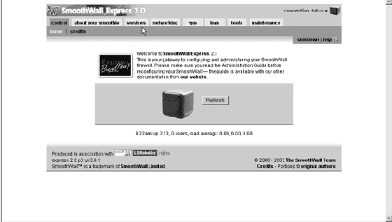 Основное меню SmoothWall